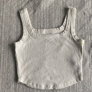 Madewell Ribbed Tank Top - Cream cropped fit